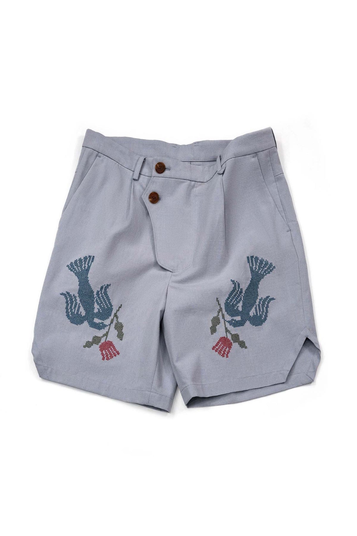 Ioedle - Migratory Bird Cross-Stitch Shorts (Sky Blue) product image 1 | TRAB K-Fashion Australia