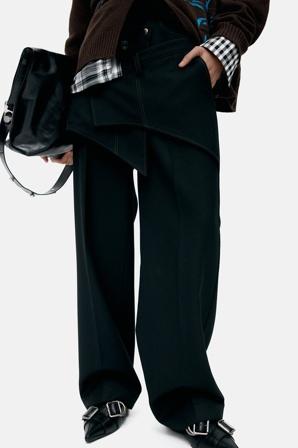 Andersson Bell - Crossover Wrap Tailored Trouser (Black) product image 9 | TRAB K-Fashion Australia