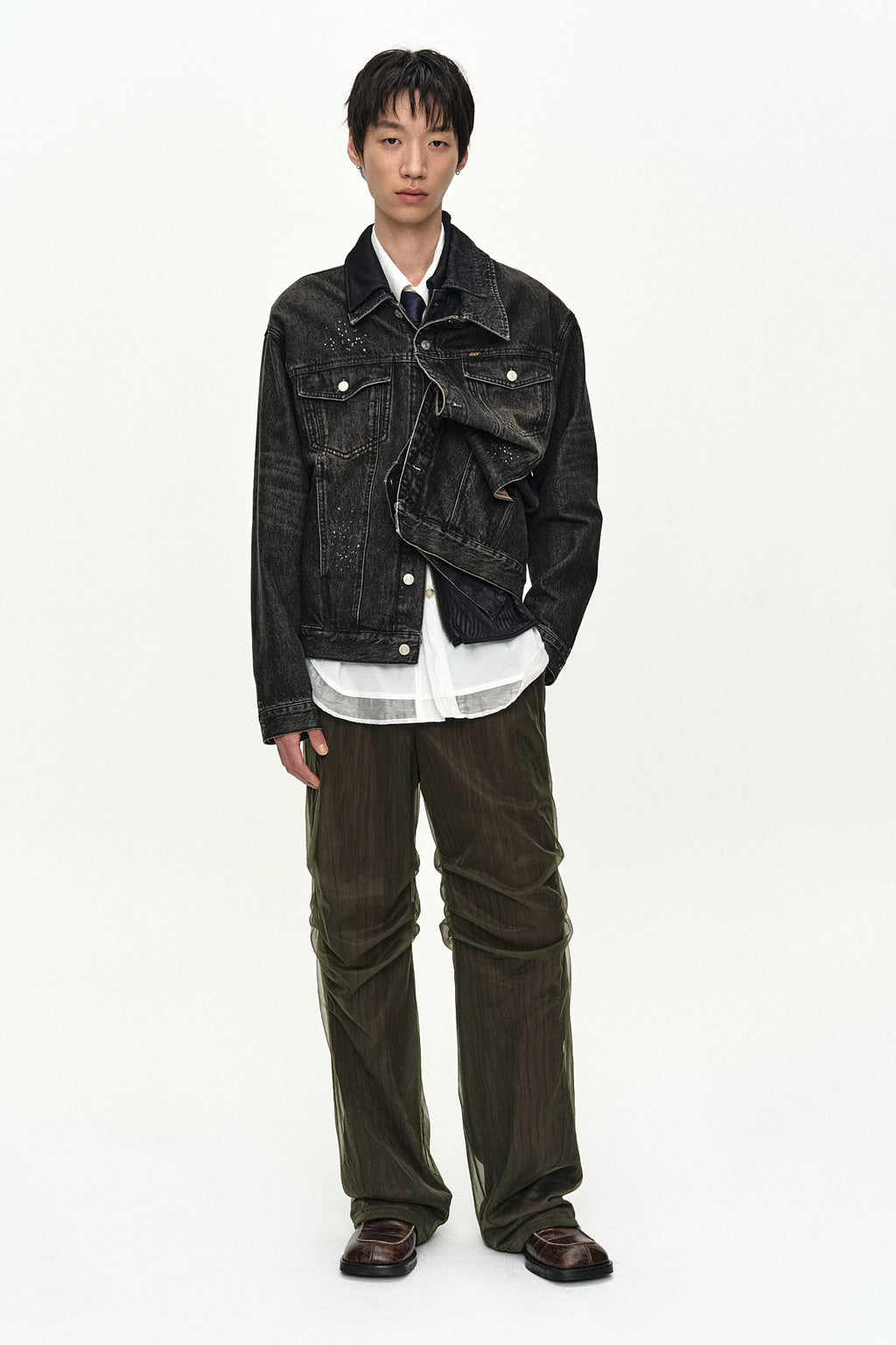 Andersson Bell - Overlay Pleats Wide-Leg Trousers (Khaki Brown) product image 8 | TRAB K-Fashion Australia