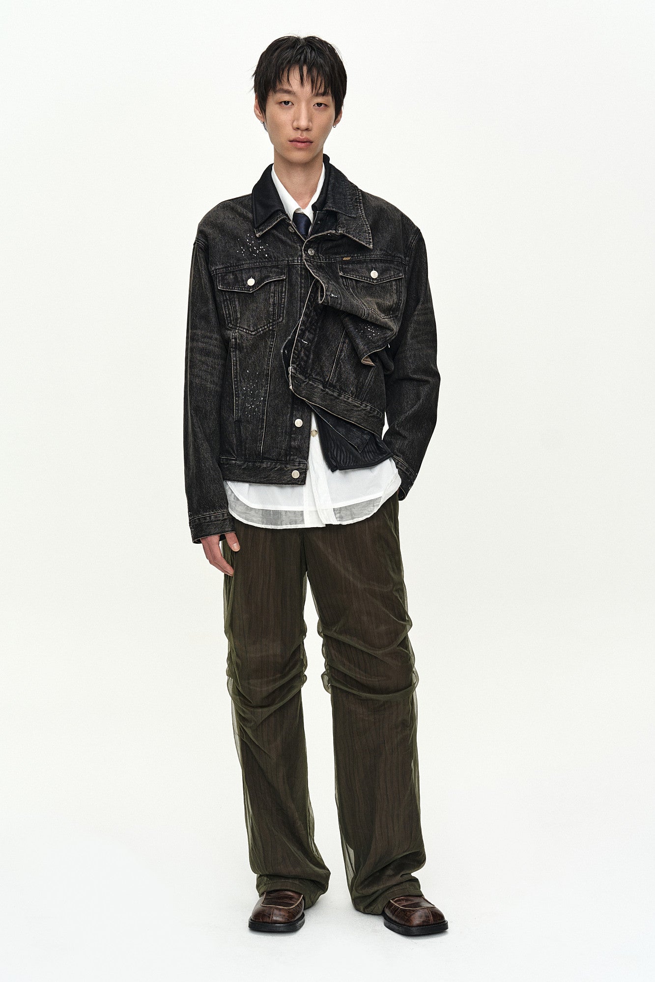 Andersson Bell - Overlay Pleats Wide-Leg Trousers (Khaki Brown) product image 8 | TRAB K-Fashion Australia