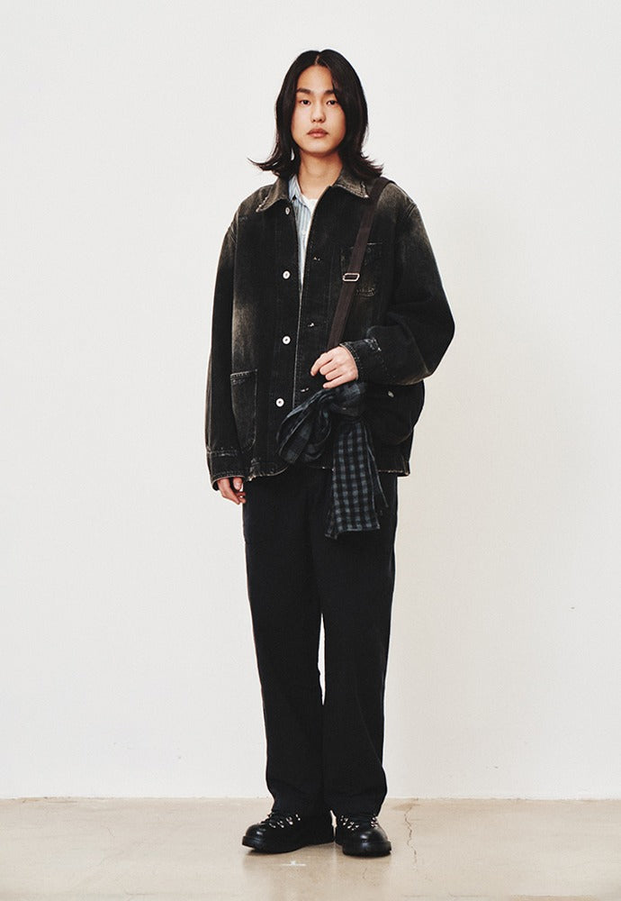 Art if acts - Damaged Denim Western Coverall Jacket (Used Black) product image 1 | TRAB K-Fashion Australia