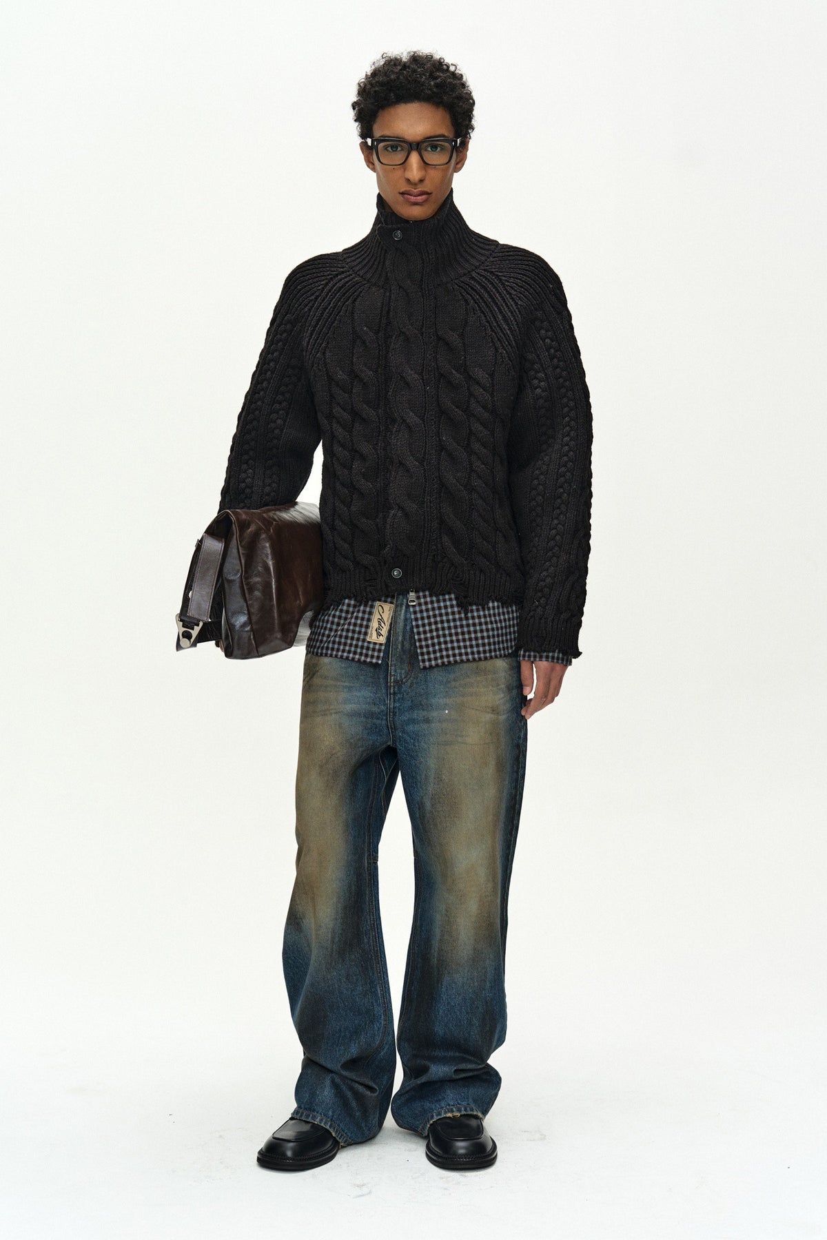 Andersson Bell - Fisherman Cable Zip-Up Sweater (Black) product image 1 | TRAB K-Fashion Australia