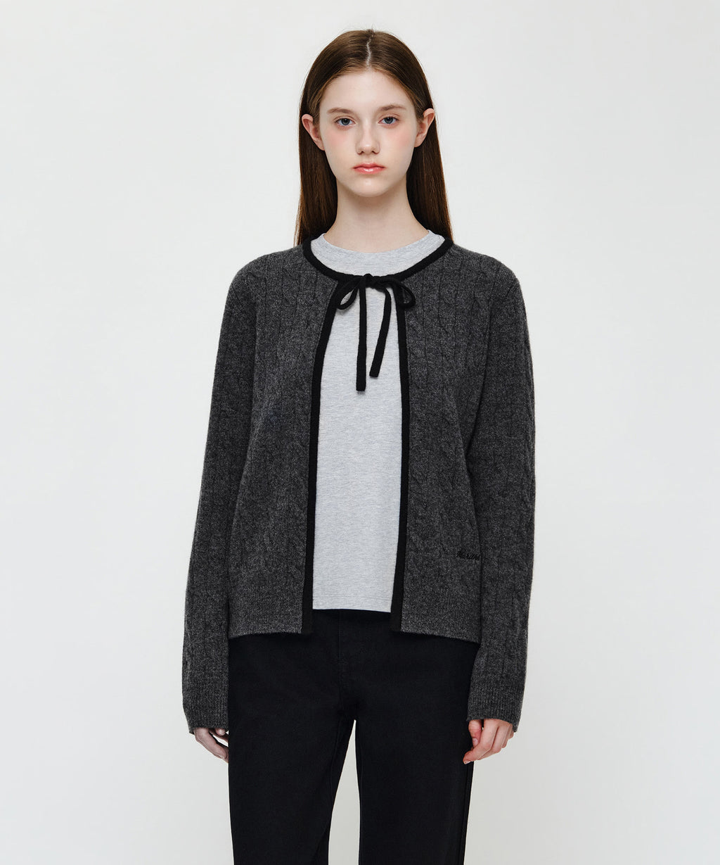 Marithe & Francois Girbaud - Ribbon Cardigan (Charcoal) product image 1 | TRAB K-Fashion Australia