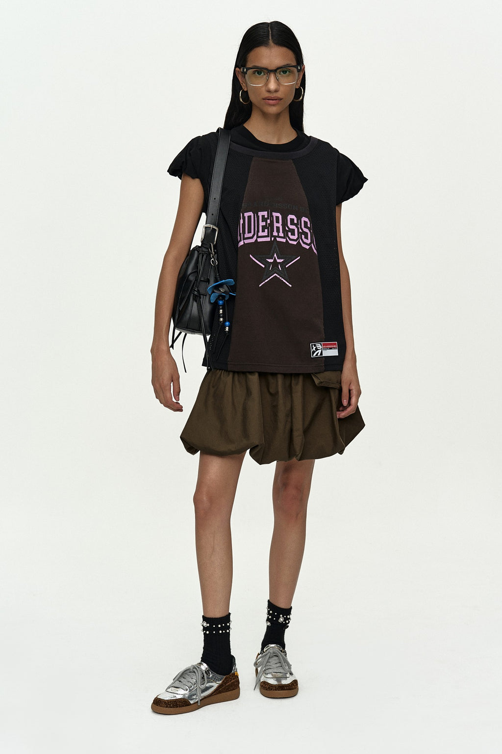 Andersson Bell - Basketball Jersey Layered Roll Up T-Shirt (Black/Brown) product image 1 | TRAB K-Fashion Australia