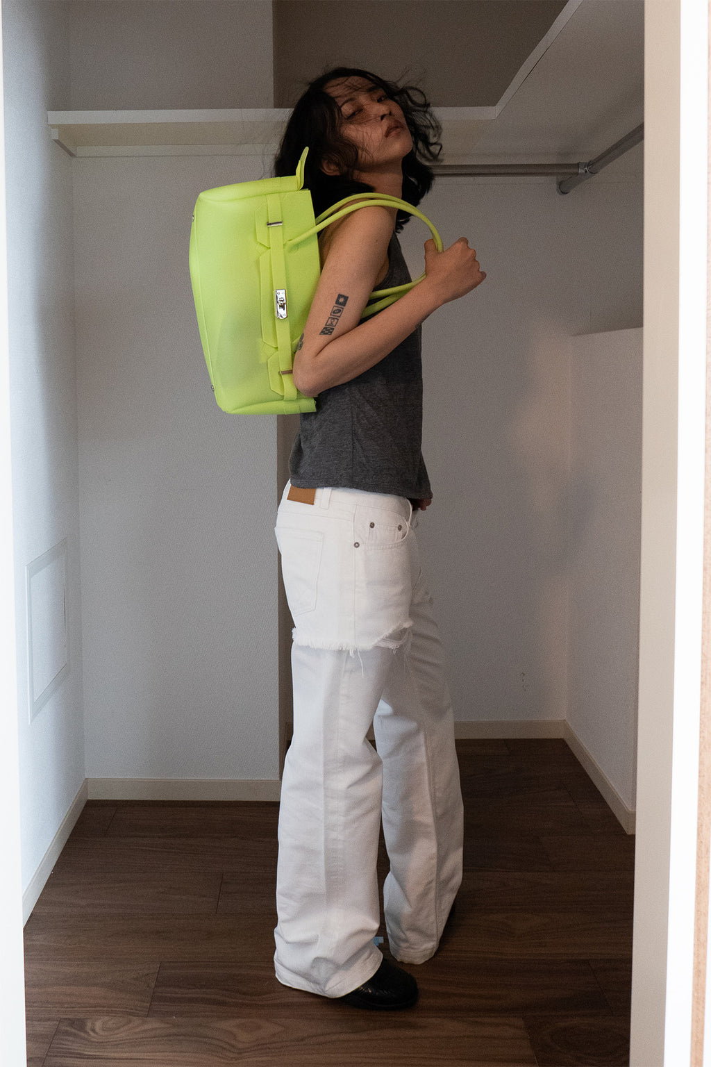 Deinet - Layered Semi Bootscut Denim Pants (White) product image 6 | TRAB K-Fashion Australia