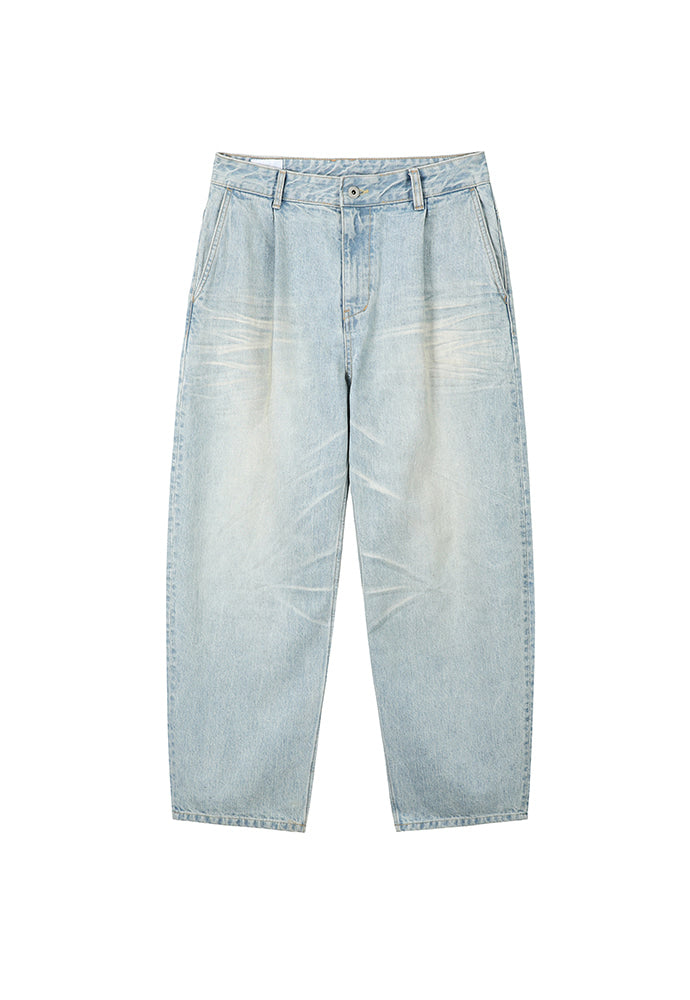 Art if acts - One Tuck Curve Denim Pants (Washed Light Blue) product image 7 | TRAB K-Fashion Australia