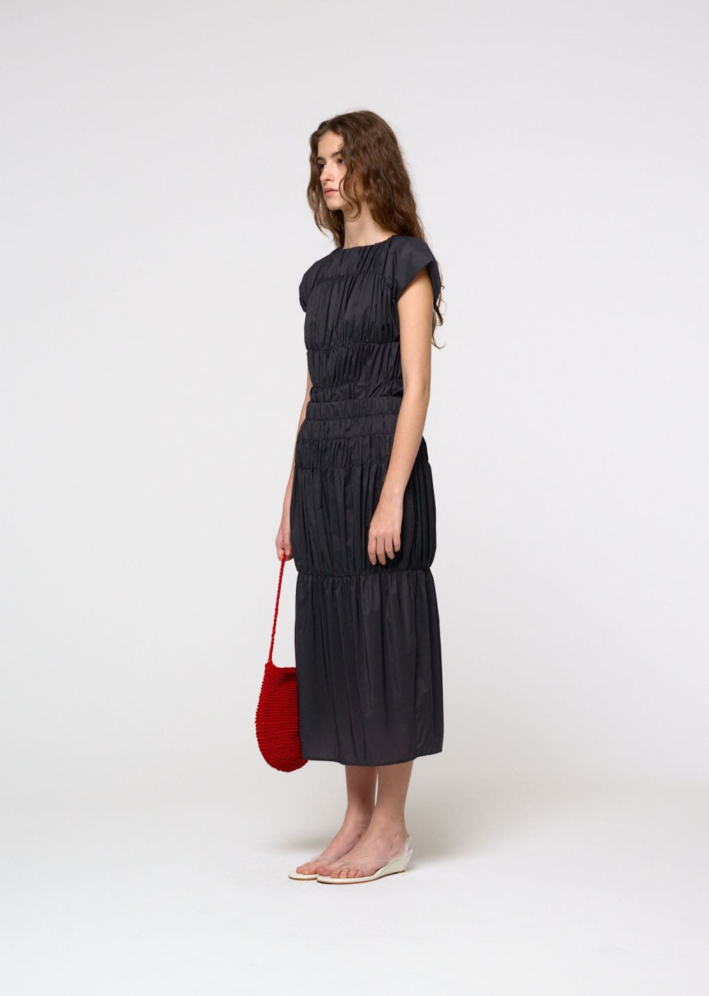 Amomento - Nylon Shirring Dress (Charcoal) product image 3 | TRAB K-Fashion Australia