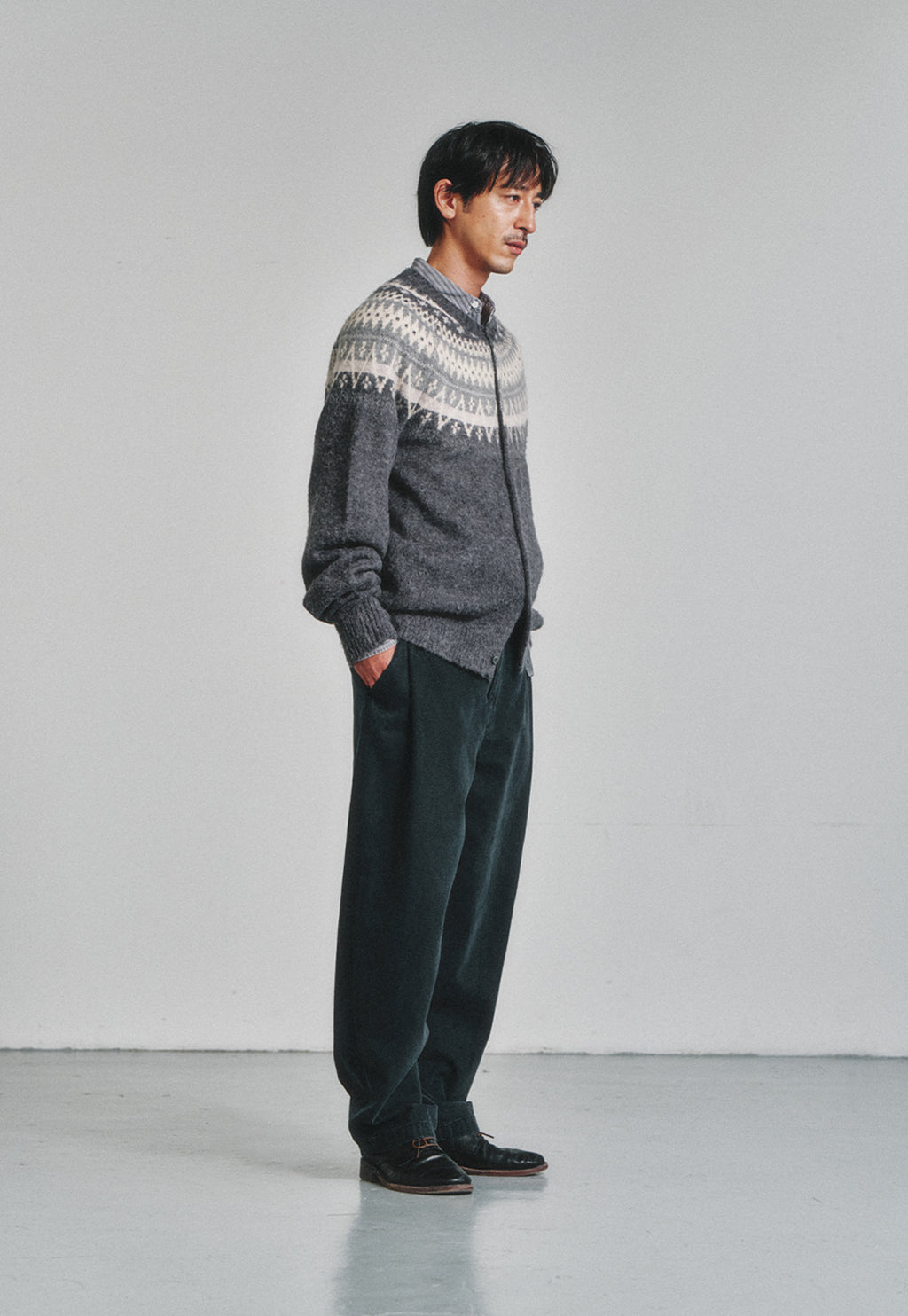 Art if acts - Fair Isle Mohair Cardigan (Grey) product image 2 | TRAB K-Fashion Australia