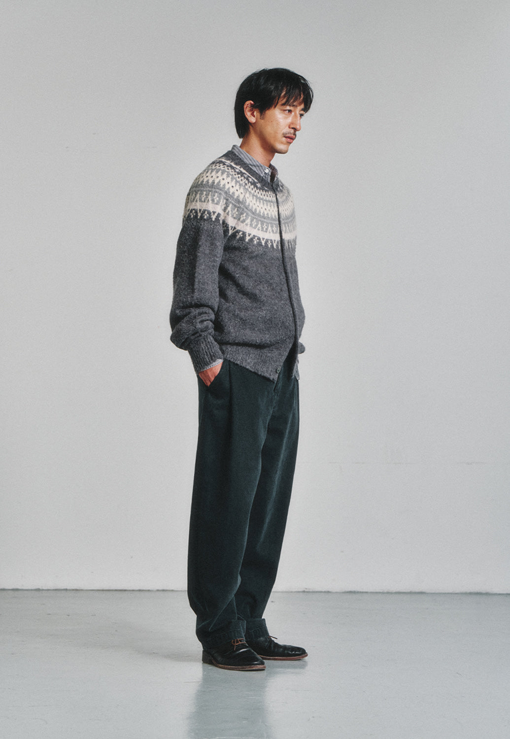 Art if acts - Fair Isle Mohair Cardigan (Grey) product image 2 | TRAB K-Fashion Australia