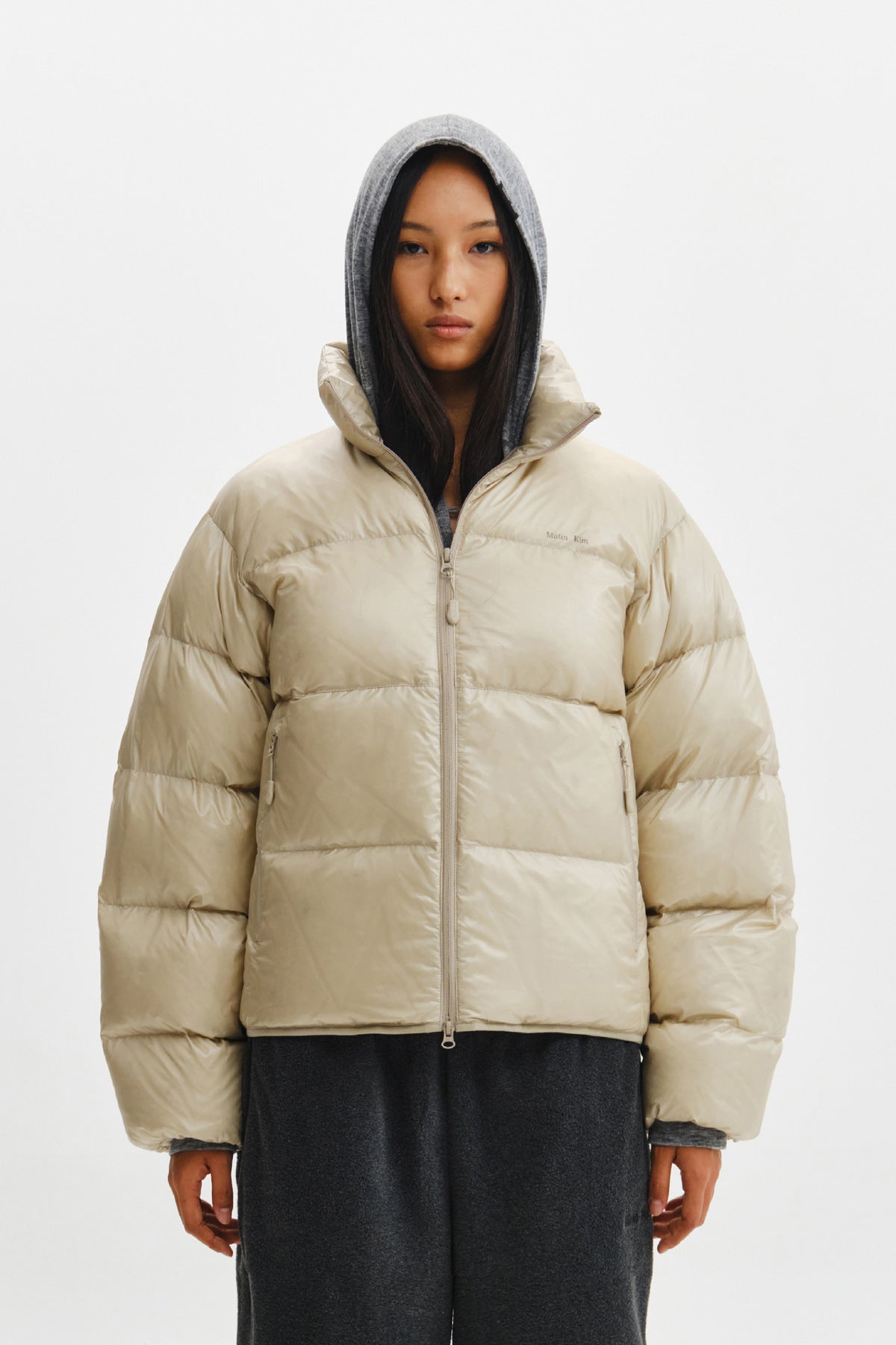 Matin Kim - Icon Logo Down Jumper (Light Beige) product image 7 | TRAB K-Fashion Australia