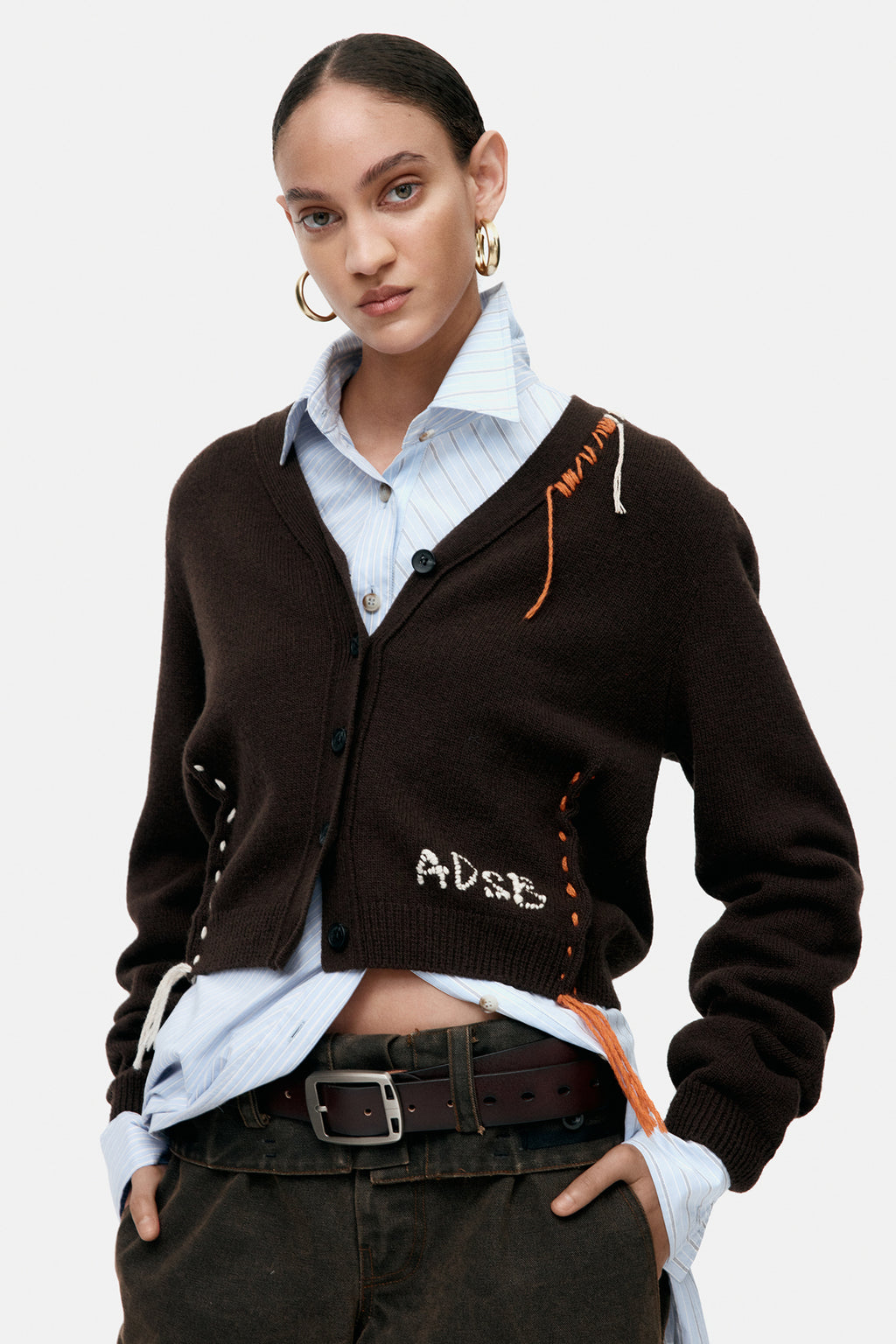 Andersson Bell - Morgan Hand Stitched Knit Cardigan (Brown) product image 3 | TRAB K-Fashion Australia