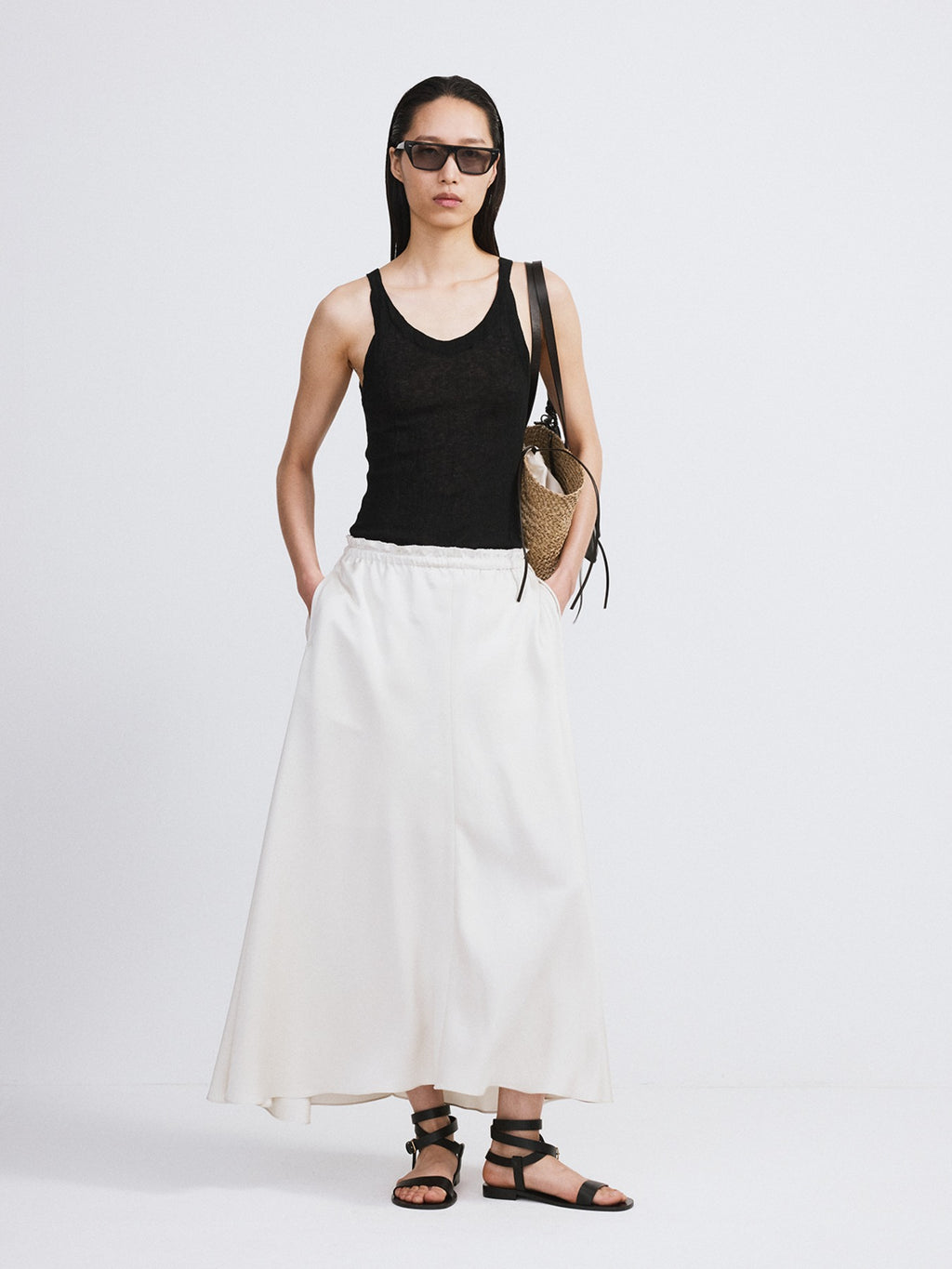 Recto - Fluid Long Skirt (Ecru) product image 1 | TRAB K-Fashion Australia