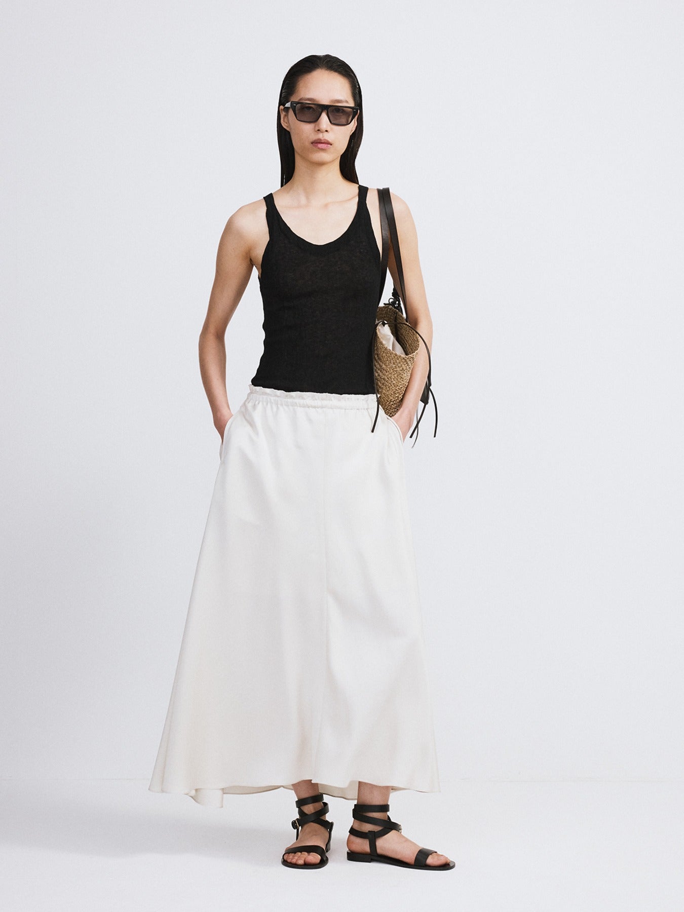 Recto - Fluid Long Skirt (Ecru) product image 1 | TRAB K-Fashion Australia