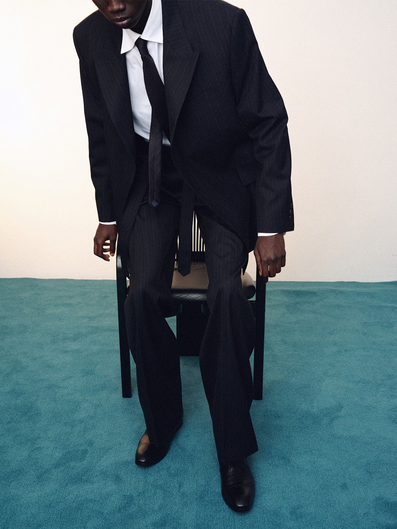 Tonywack - Pinstriped Wool Belted Trousers (Black Pinstripe) product image 8 | TRAB K-Fashion Australia