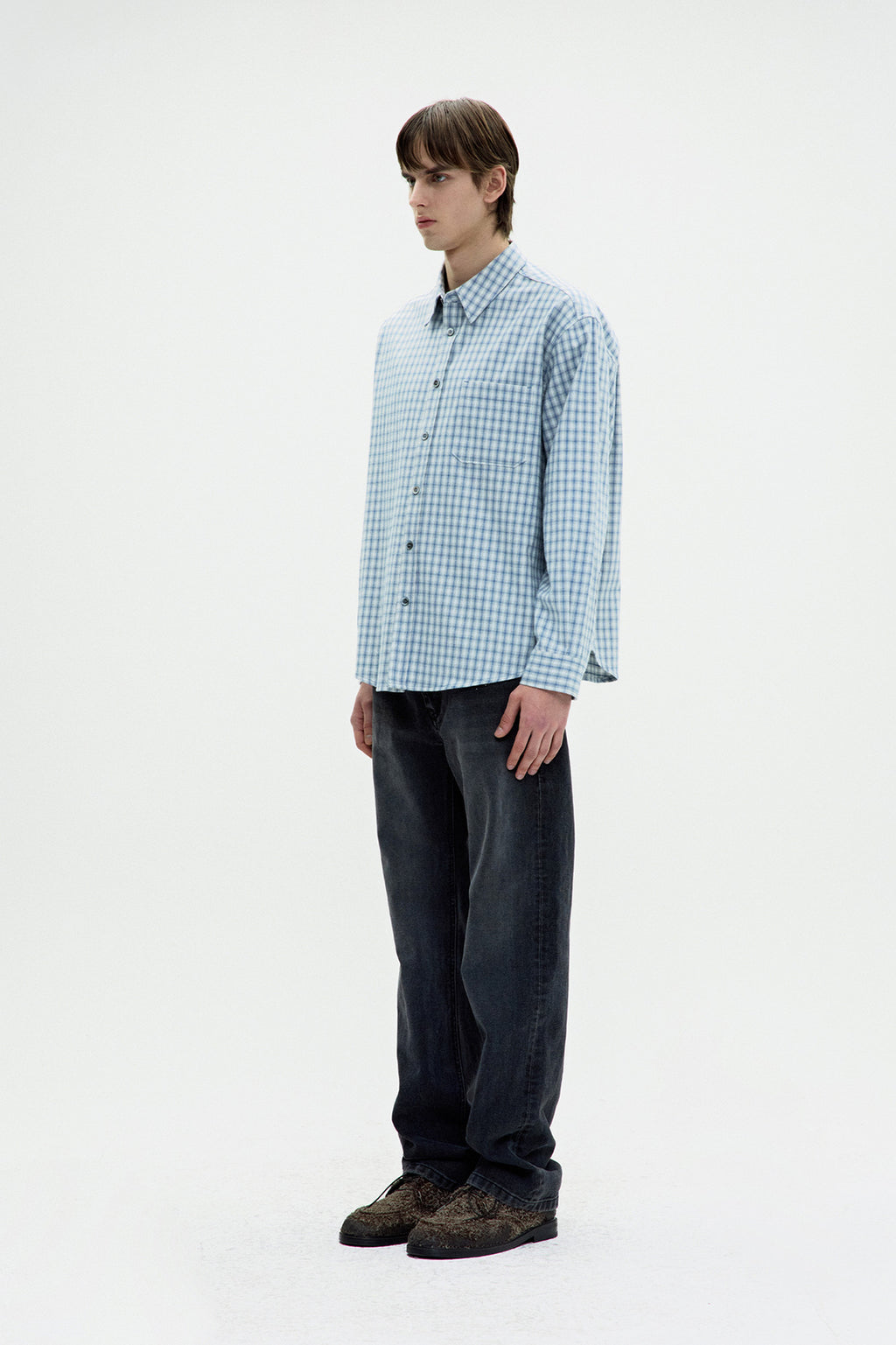 Coor - Cotton Blue Tartan Check Shirt (Light Blue) product image 3 | TRAB K-Fashion Australia