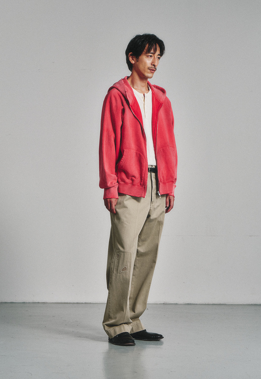 Art if acts - Garments Dyed Sweat Hooded Zip-Up (Vintage Red) product image 3 | TRAB K-Fashion Australia