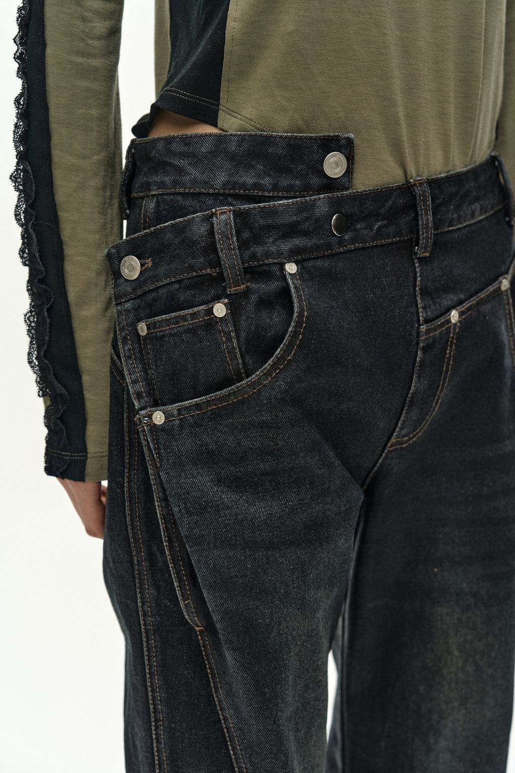 Andersson Bell - Twist Fold Coated Jeans (dark Blue) (Dark Blue) product image 5 | TRAB K-Fashion Australia