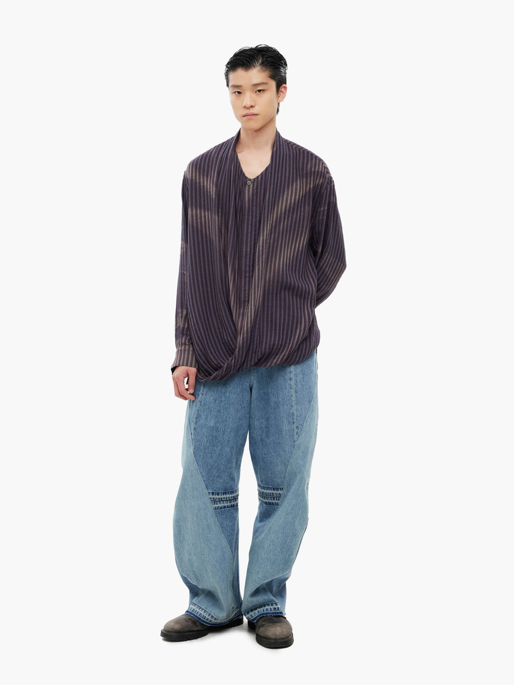 Jiyong Kim - Sun-Bleached Draped Shirt (Jacquard) product image 1 | TRAB K-Fashion Australia