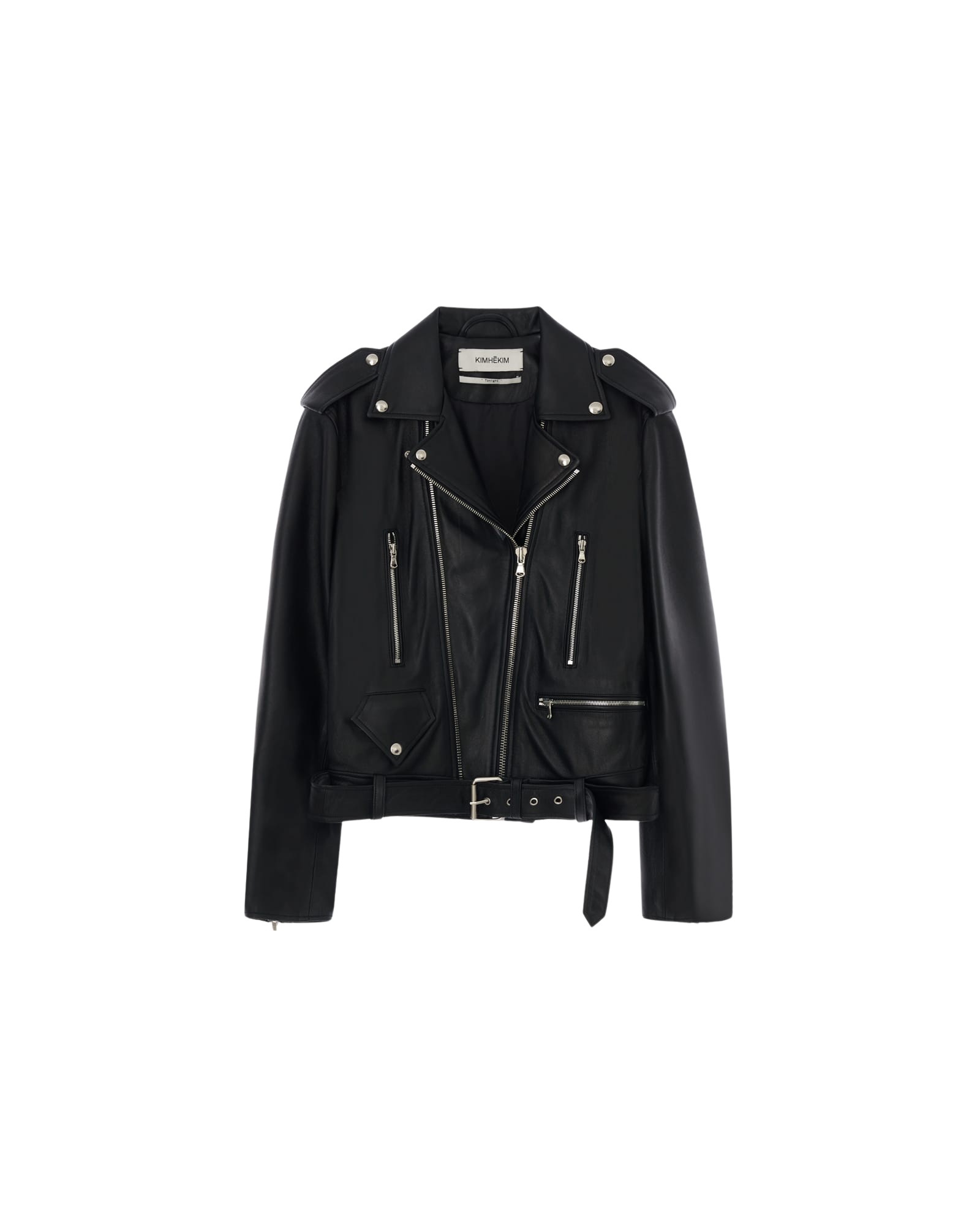 Kimhe Kim - Detachable Pearl Chain Leather Jacket (Black) product image 17 | TRAB K-Fashion Australia