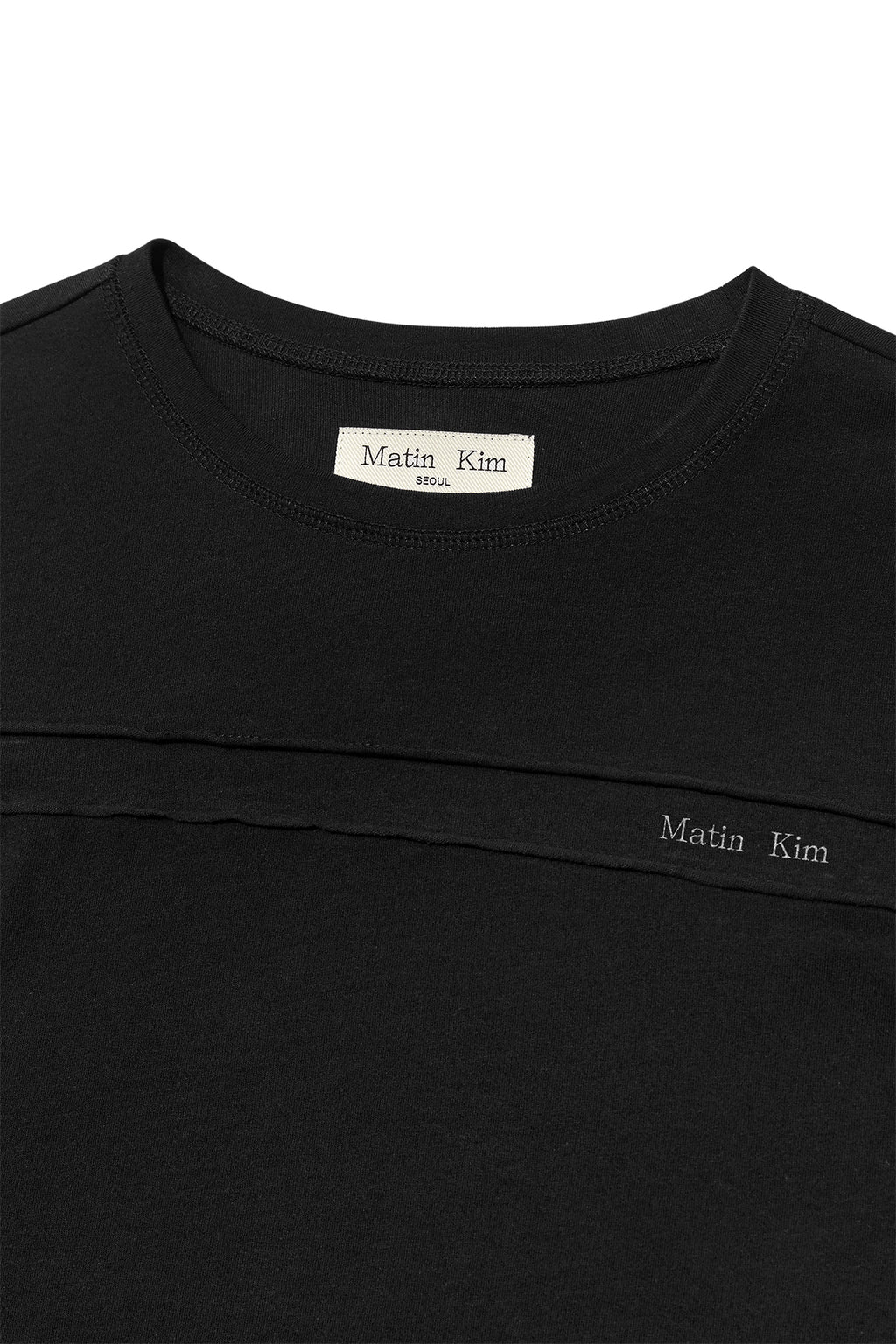 Matin Kim - Cut Line Detail Long Sleeve Logo Top (Black) product image 3 | TRAB K-Fashion Australia