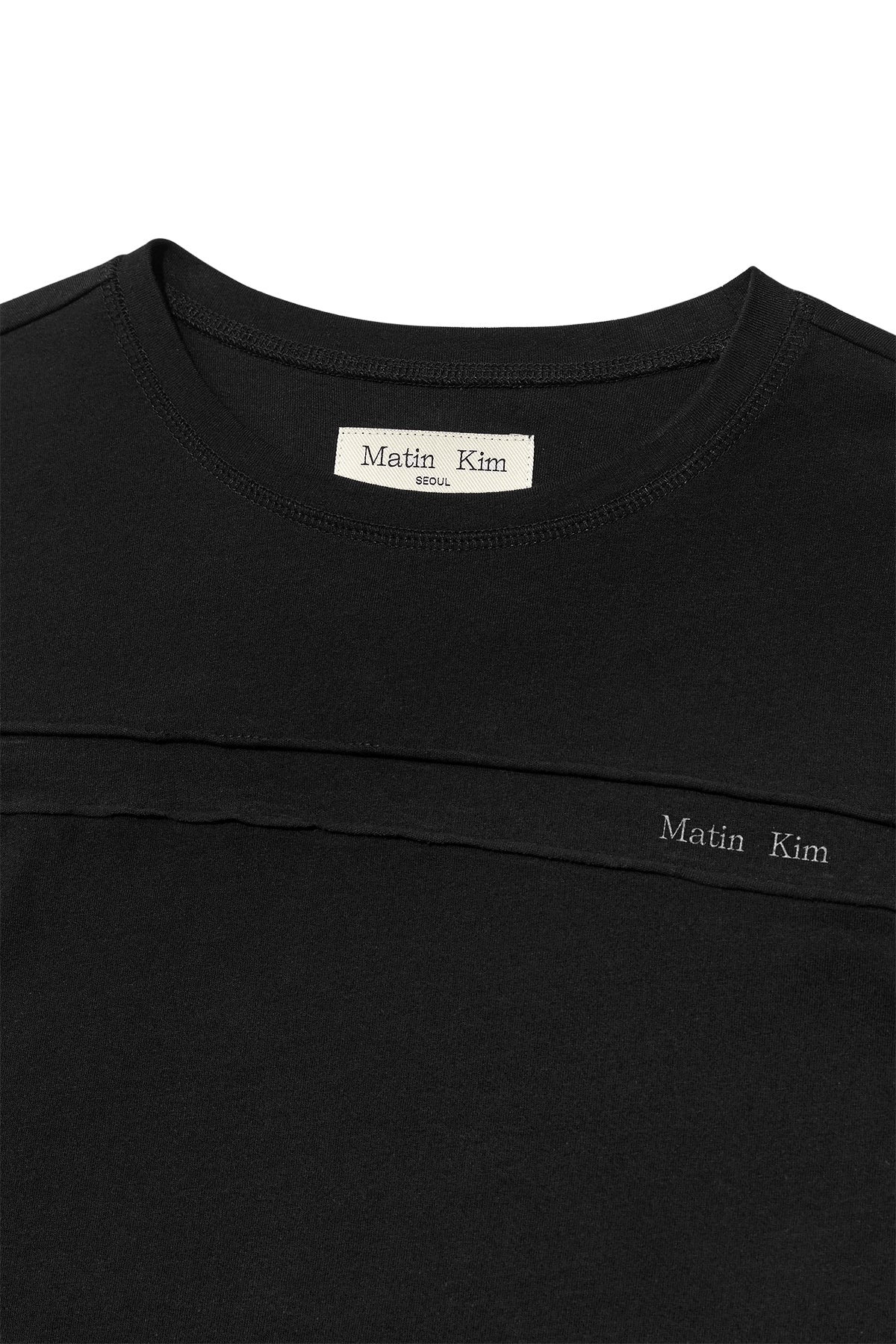 Matin Kim - Cut Line Detail Long Sleeve Logo Top (Black) product image 3 | TRAB K-Fashion Australia