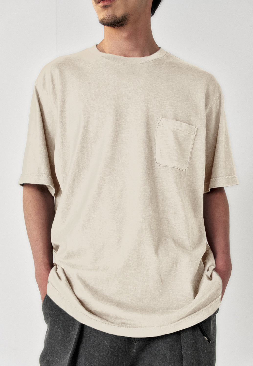 Art if acts - Garment Dyed Slub Pocket T-Shirt (Cream) product image 2 | TRAB K-Fashion Australia