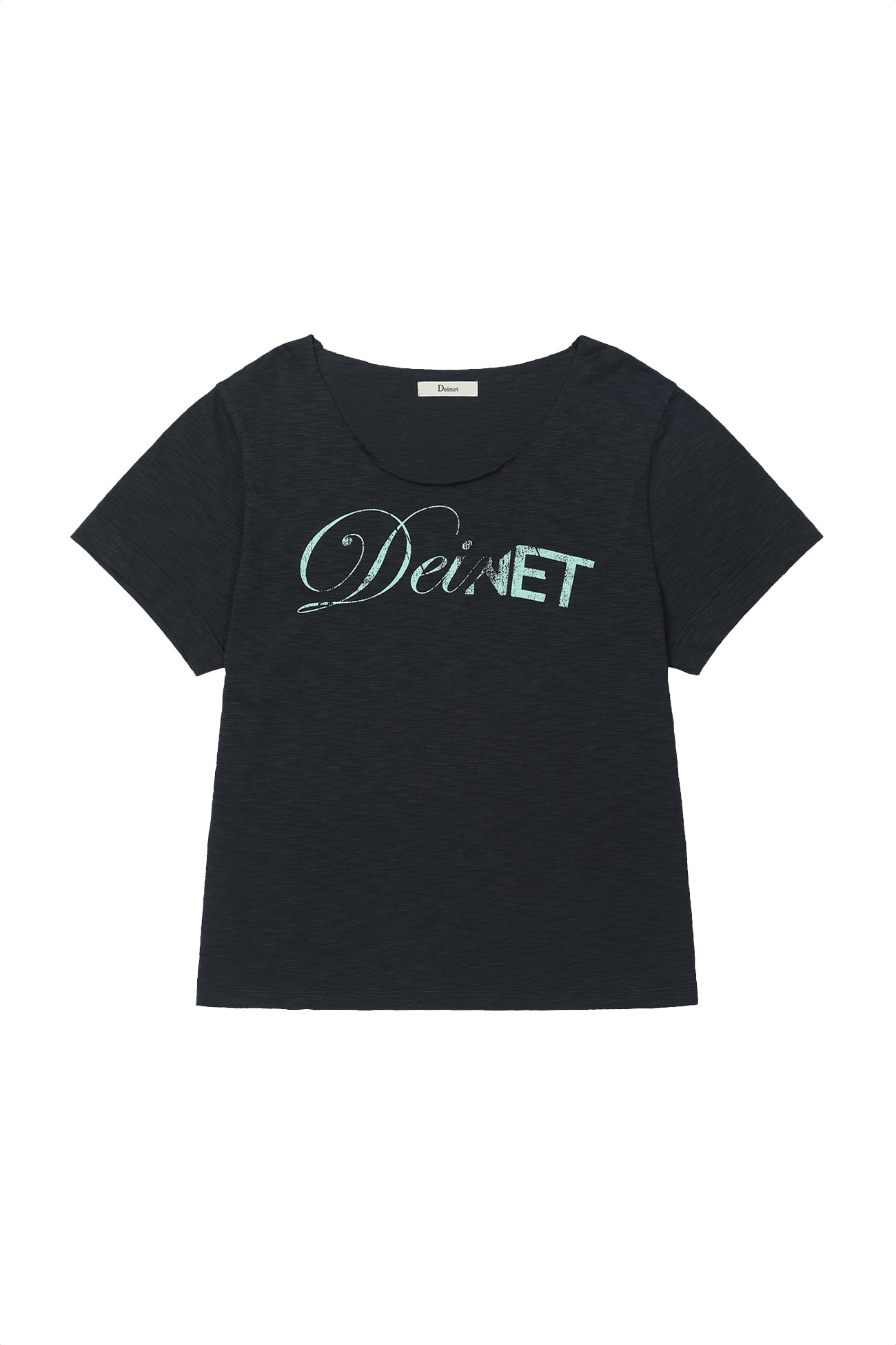 Deinet - Off Shoulder Graphic T-Shirt (Navy) product image 1 | TRAB K-Fashion Australia