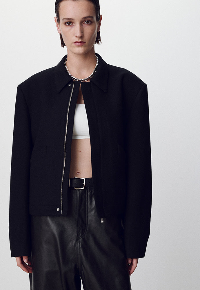 Tonywack - Virgin Wool Cropped Blouson Jacket (Black) product image 4 | TRAB K-Fashion Australia
