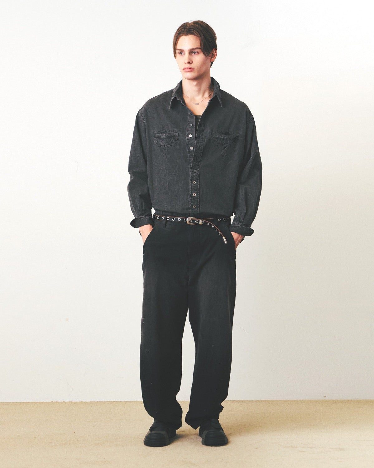 Eastlogue - Antique Country Shirts (regular) (Pigment Black Linen) product image 1 | TRAB K-Fashion Australia