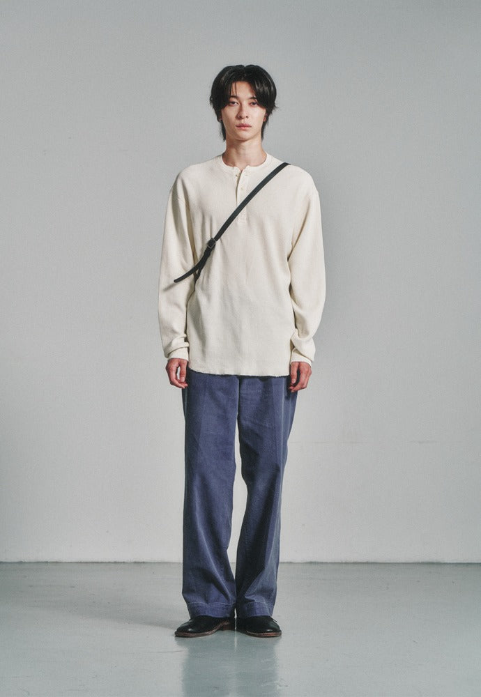 Art if acts - Garment Dyed Waffle Henley (Cream) product image 1 | TRAB K-Fashion Australia