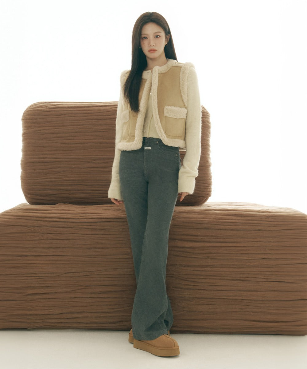 Marithe & Francois Girbaud - Circle Logo Mohair Crop Cardigan (Ivory) product image 1 | TRAB K-Fashion Australia