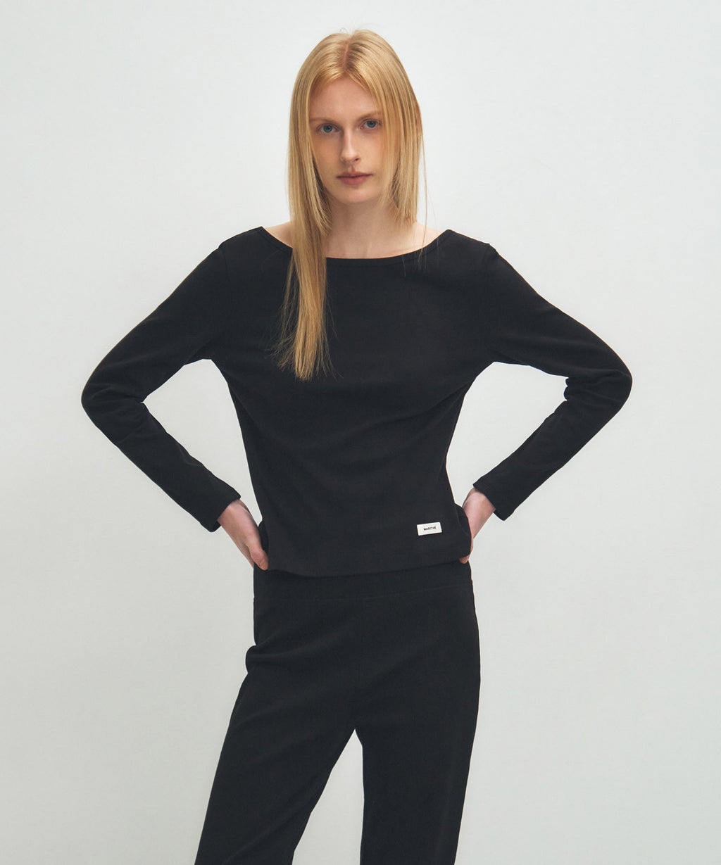 Marithe & Francois Girbaud - Basic Scoop Back Long Sleeve (Black) product image 1 | TRAB K-Fashion Australia