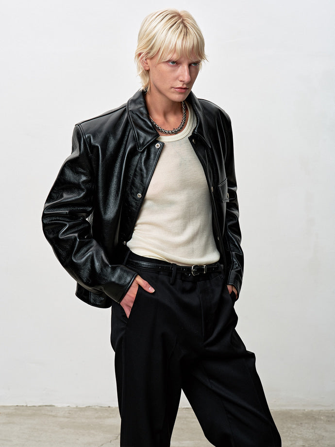 Tonywack - Leather Biker Short Blouson (Black) product image 1 | TRAB K-Fashion Australia