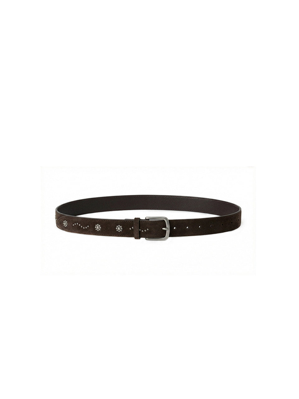 Kijun - [Ships 29 June] Floral Stud Suede Belt (Dark Brown) product image 1 | TRAB K-Fashion Australia