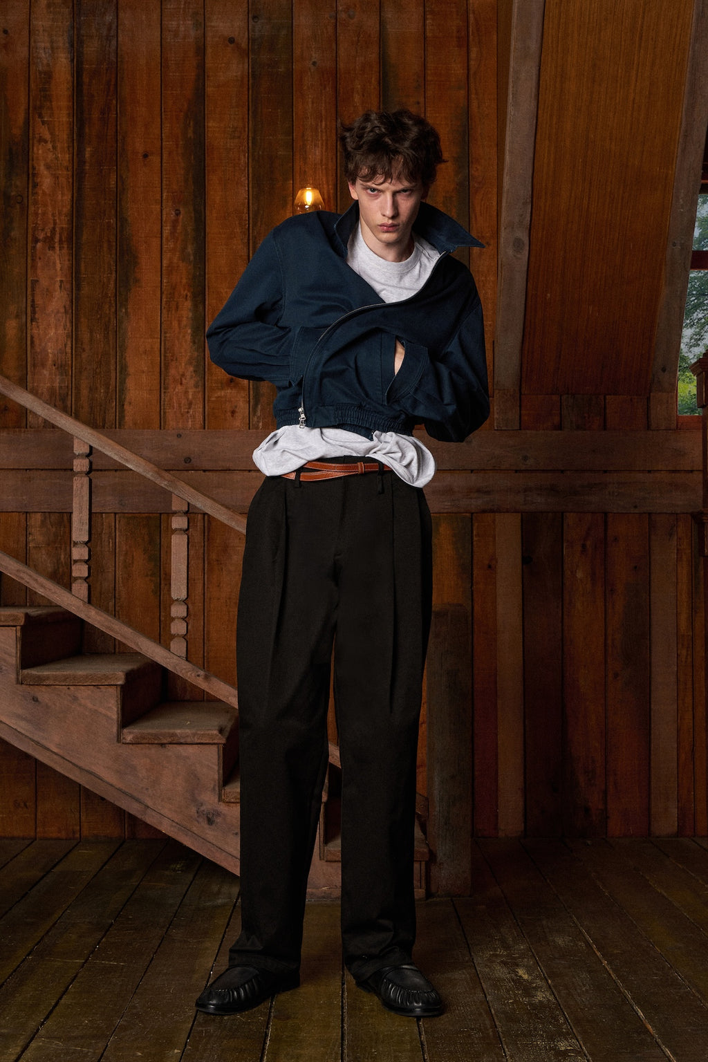 STU - Arch Pleat Cotton Pants (Black) product image 3 | TRAB K-Fashion Australia