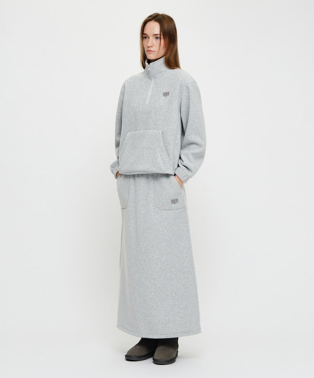 Marithe & Francois Girbaud - Classic Logo Long Fleece Skirt (Heather Gray) product image 4 | TRAB K-Fashion Australia