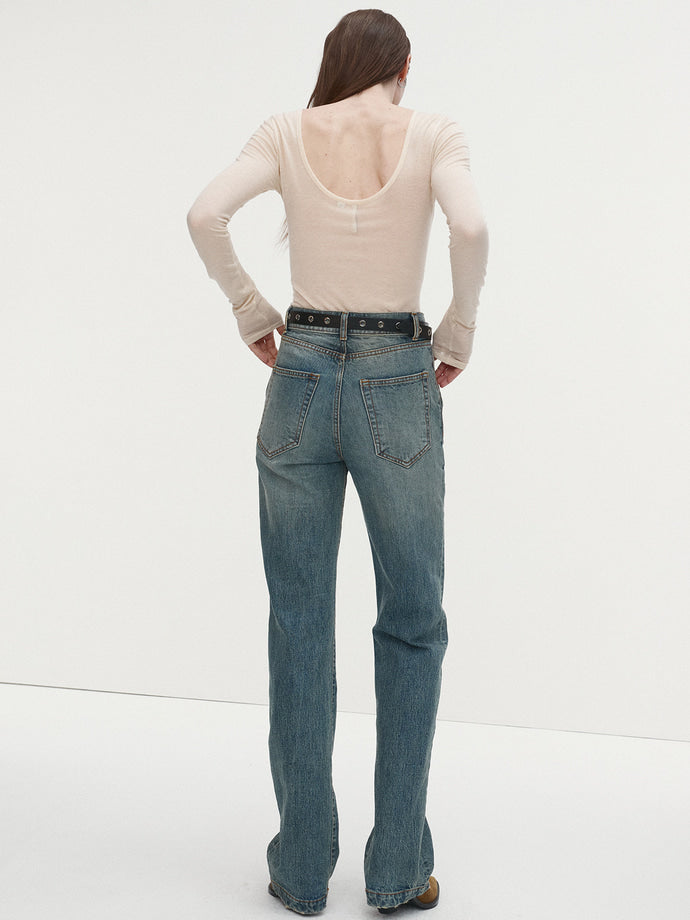 Tonywack - Low Back Long Sleeve T-Shirt (Ivory) product image 1 | TRAB K-Fashion Australia