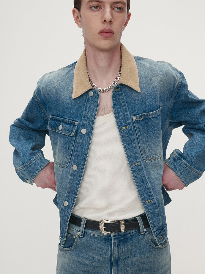 Tonywack - Corduroy Collar Denim Work Jacket (Washed Blue) product image 5 | TRAB K-Fashion Australia
