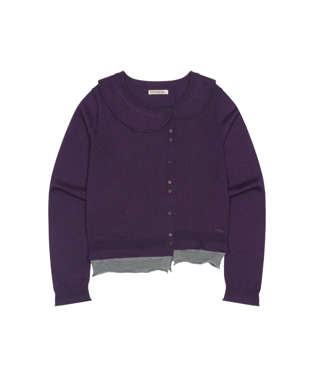 Coyseio - Round Collar Knit Cardigan (Purple) product image 10 | TRAB K-Fashion Australia