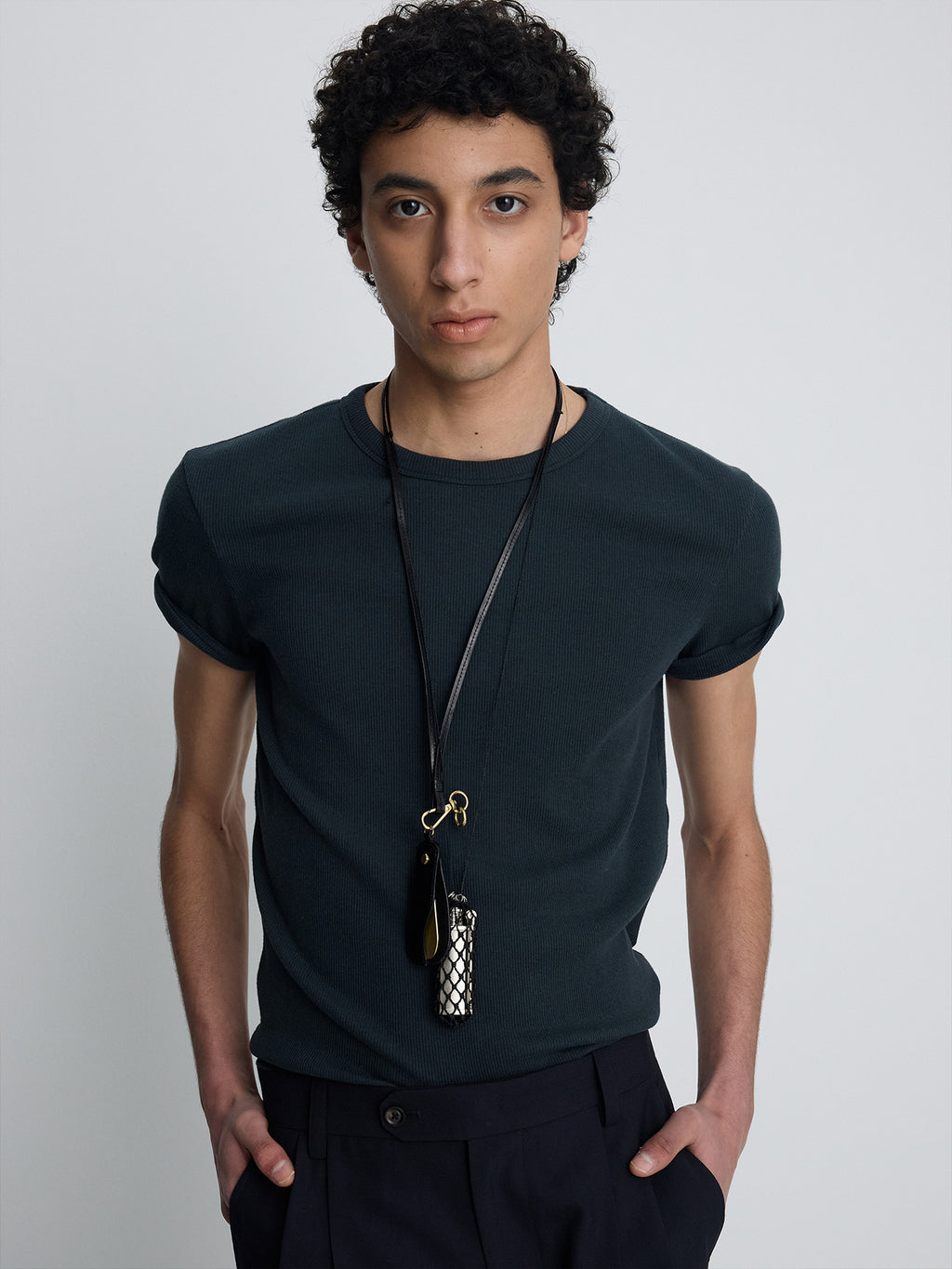 Tonywack - Soft Ribbed Fitted T-Shirt (Navy Teal) product image 1 | TRAB K-Fashion Australia