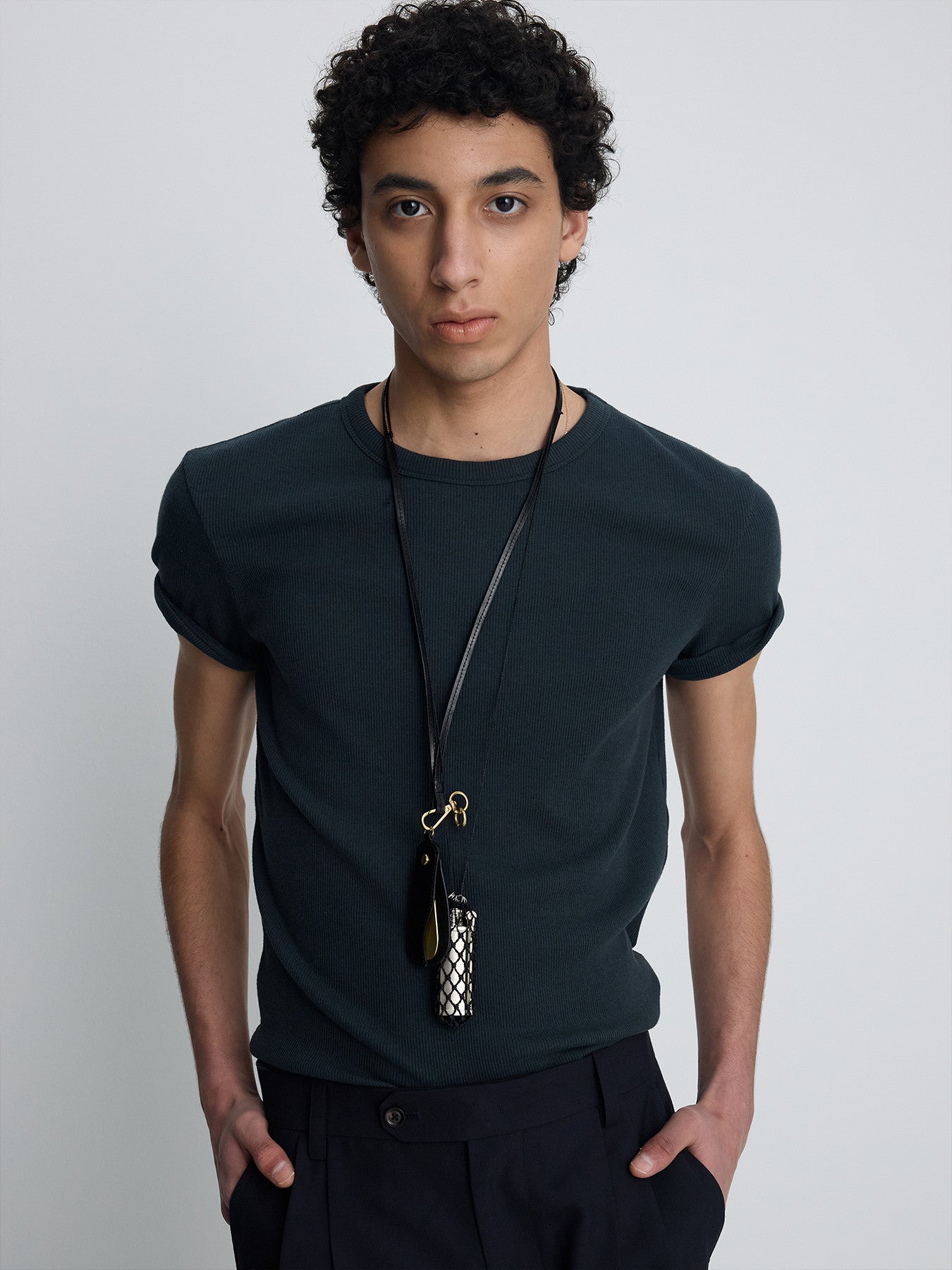 Tonywack - Soft Ribbed Fitted T-Shirt (Navy Teal) product image 1 | TRAB K-Fashion Australia