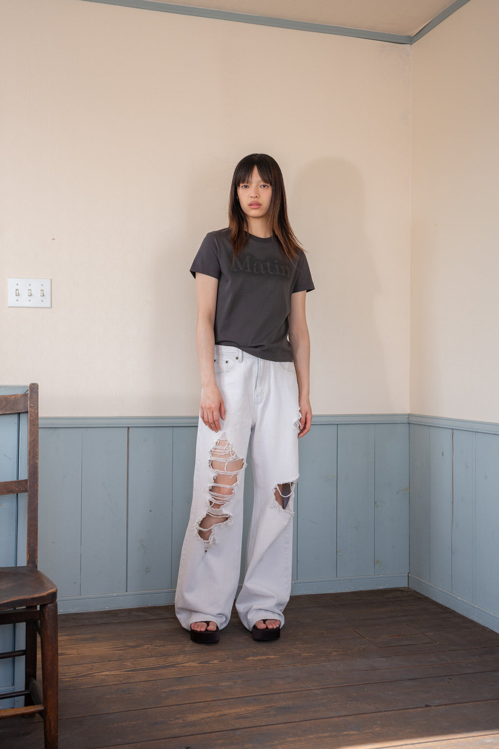 Matin Kim - Matin Shadow Typo Top (Charcoal) product image 4 | TRAB K-Fashion Australia