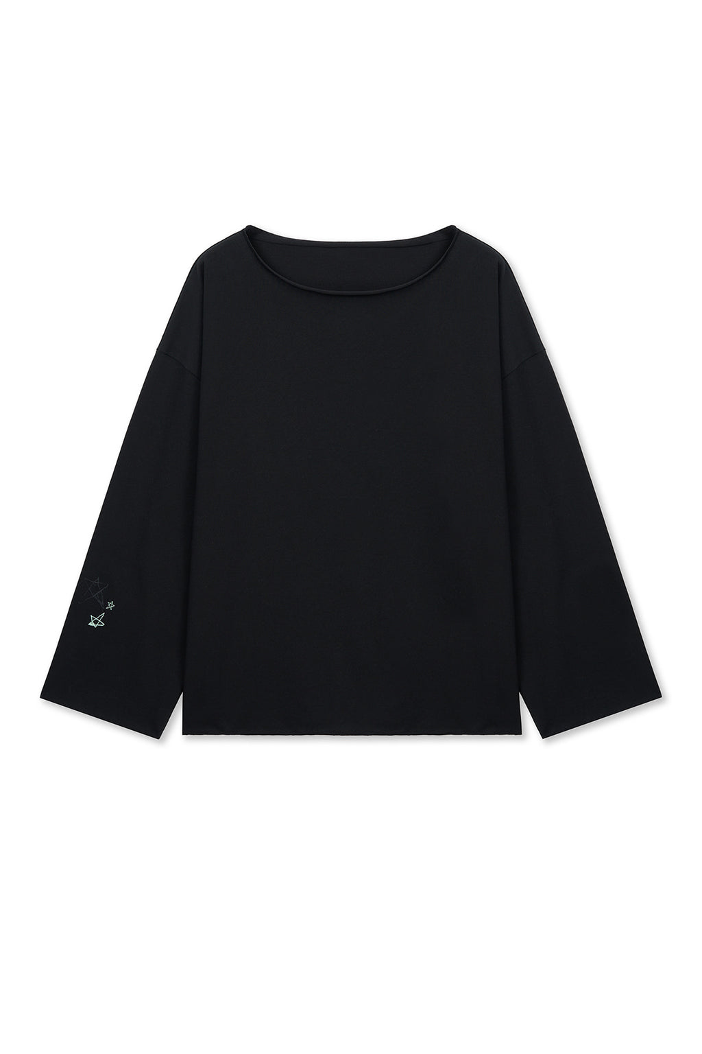 Matin Kim - Raw Hem Finished Boat Neck Top (Black) product image 1 | TRAB K-Fashion Australia
