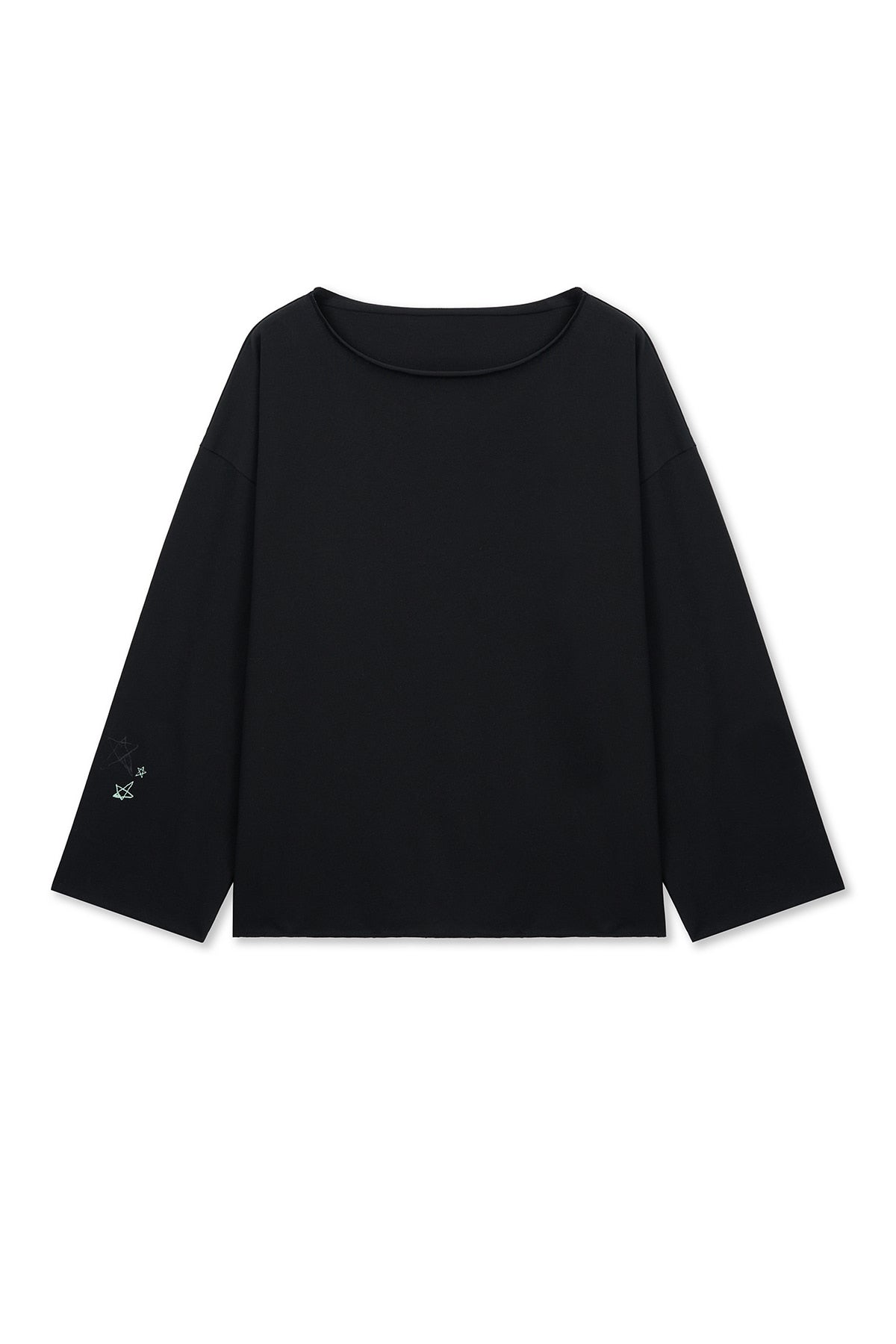 Matin Kim - Raw Hem Finished Boat Neck Top (Black) product image 1 | TRAB K-Fashion Australia