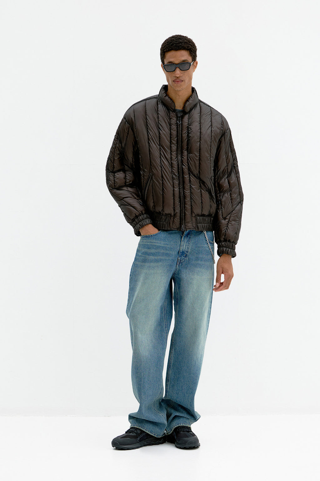 Coor - Quilted Soft Shell Shawl Collar Jumper (Grayish Brown) product image 2 | TRAB K-Fashion Australia
