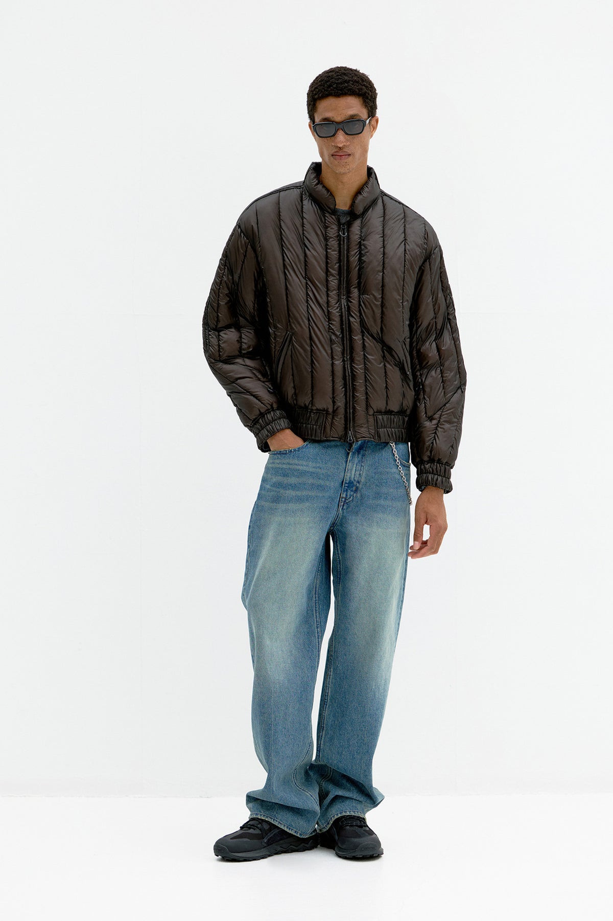 Coor - Quilted Soft Shell Shawl Collar Jumper (Grayish Brown) product image 2 | TRAB K-Fashion Australia