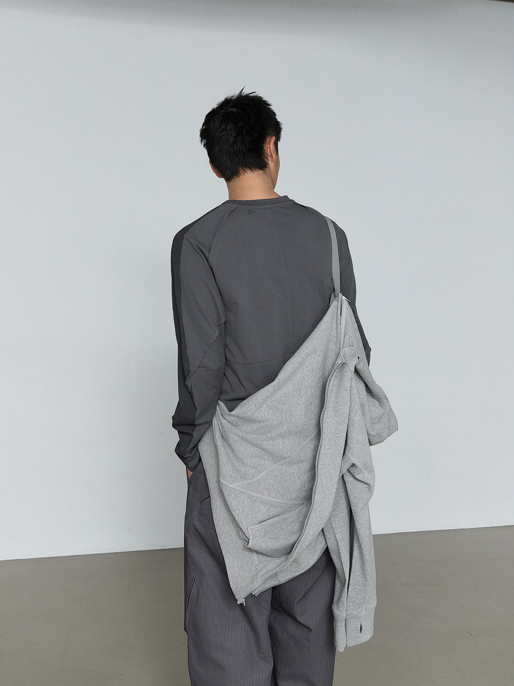 San San Gear - Sling Zip-Up Hoodie (Melange Grey) product image 4 | TRAB K-Fashion Australia