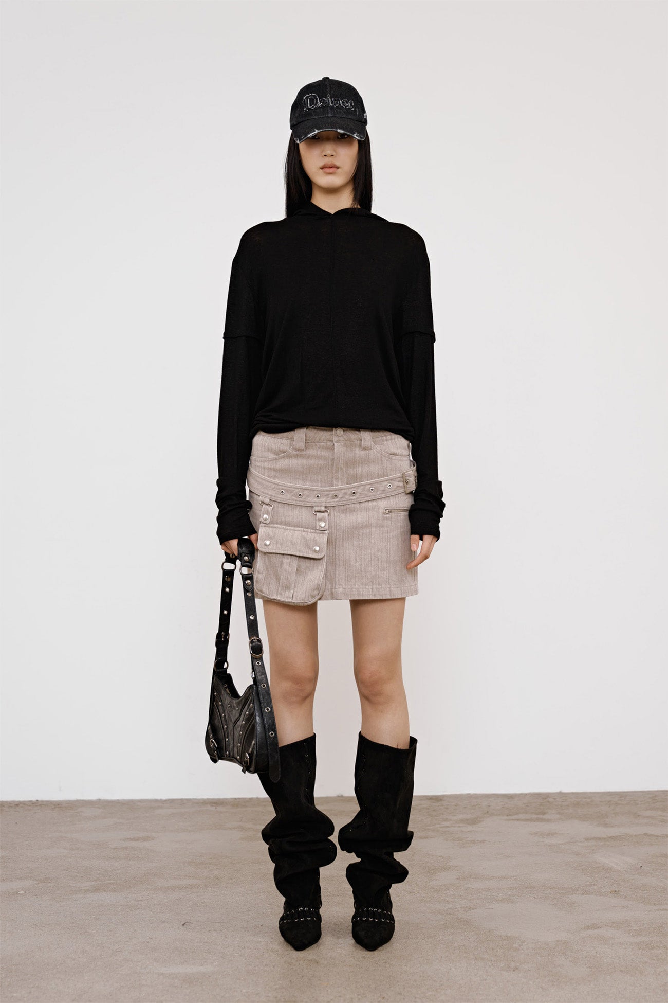 Deinet - Fake Hood Long Sleeve (Black) product image 1 | TRAB K-Fashion Australia