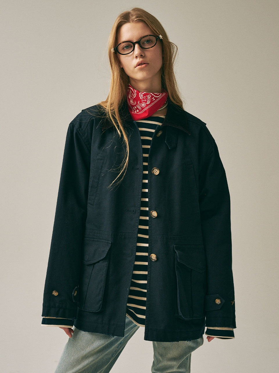 Mardi Mercredi - Quilted Work Jacket (Navy) product image 1 | TRAB K-Fashion Australia