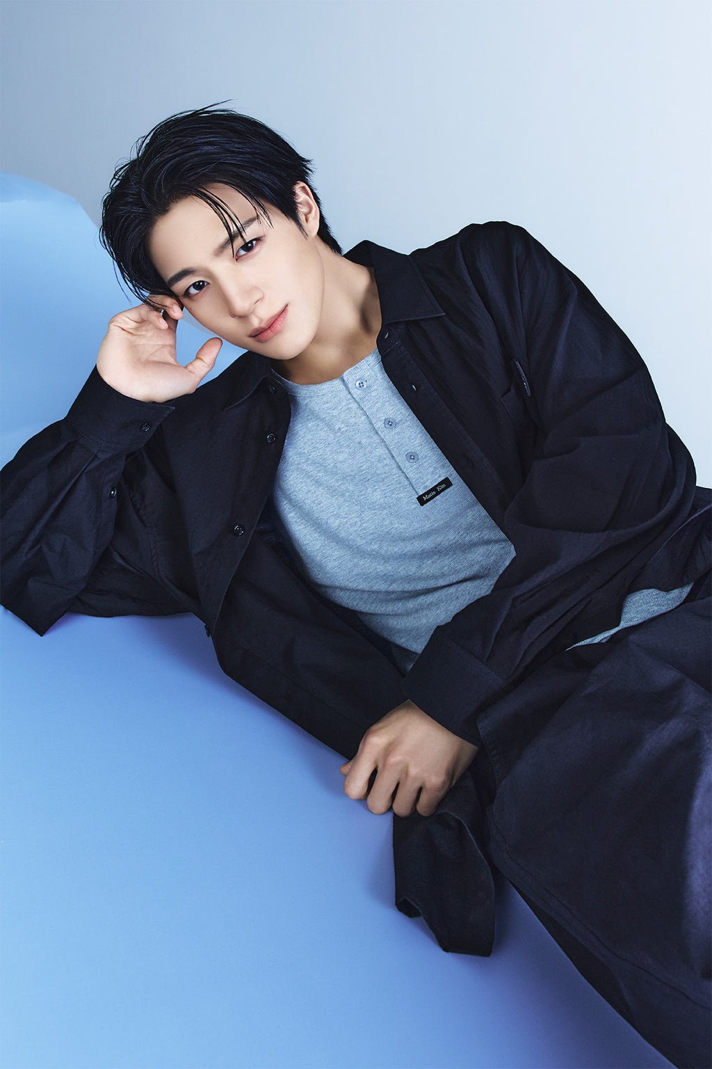 Matin Kim - Mixed Panel Over Fit Shirt (Black) product image 1 | TRAB K-Fashion Australia